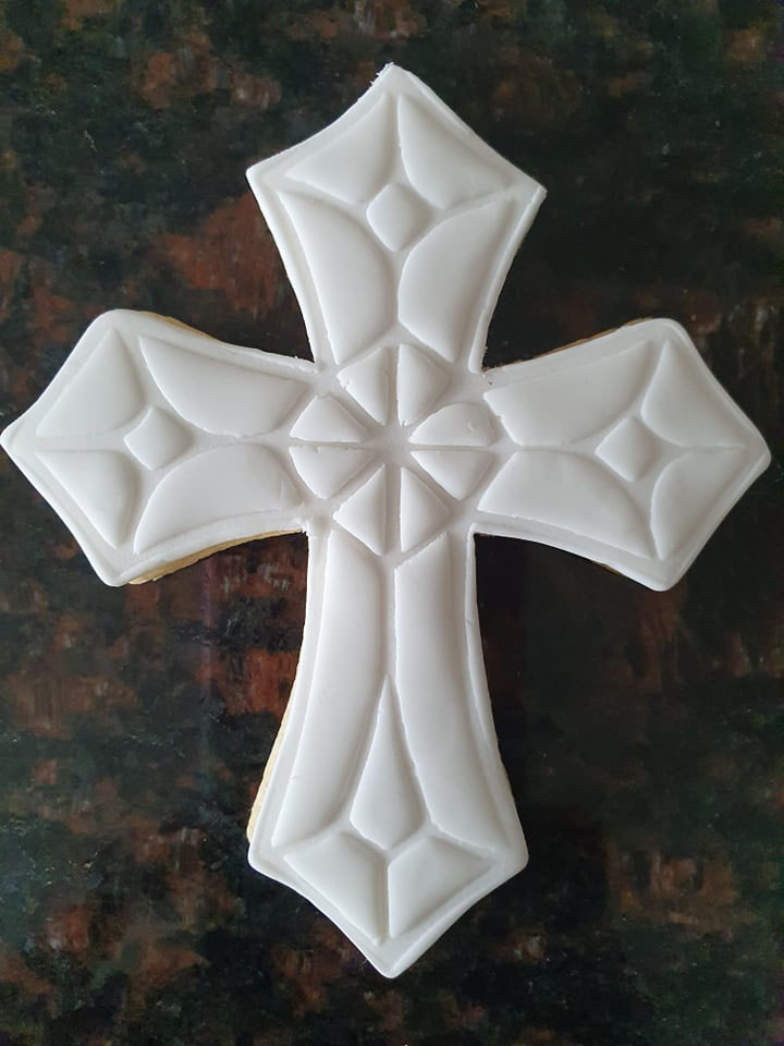 Stained Glass Cross Embossed Cookie