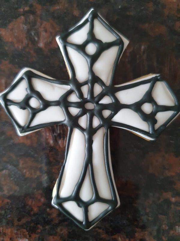 Stained Glass Cross Embossed & Royal Icing Cookie