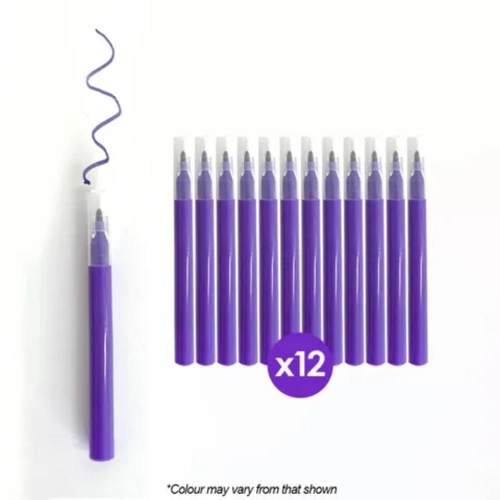 Mini Markers Purple - 12 Pack
