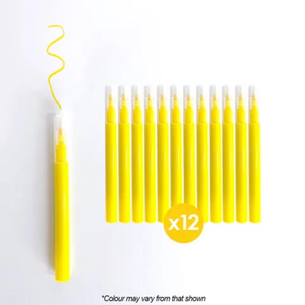 Mini Markers Yellow - 12 Pack